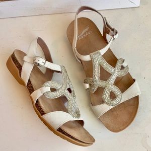 Dansko white Leather beaded sandals